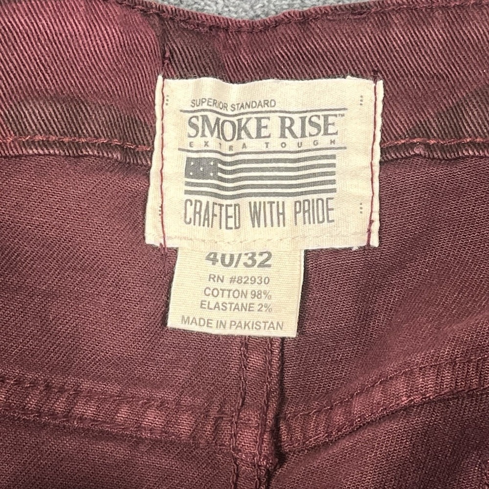 Smoke Rise Jeans Men 40x32 Red Burgundy Camo Straight Leg Slim Denim Moto Grunge - Picture 3 of 11